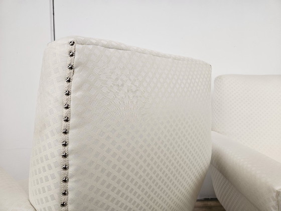 Image 1 of Sillones italianos de los años 50 en tela color crema con patas de hierro