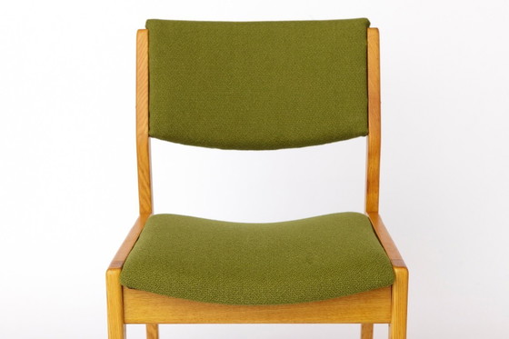Image 1 of Vintage Scandinavian Oak Chair, 1970s, Norwegian Design, Newly Upholstered Green Fabric, Mid-Century Wooden Dining Chair