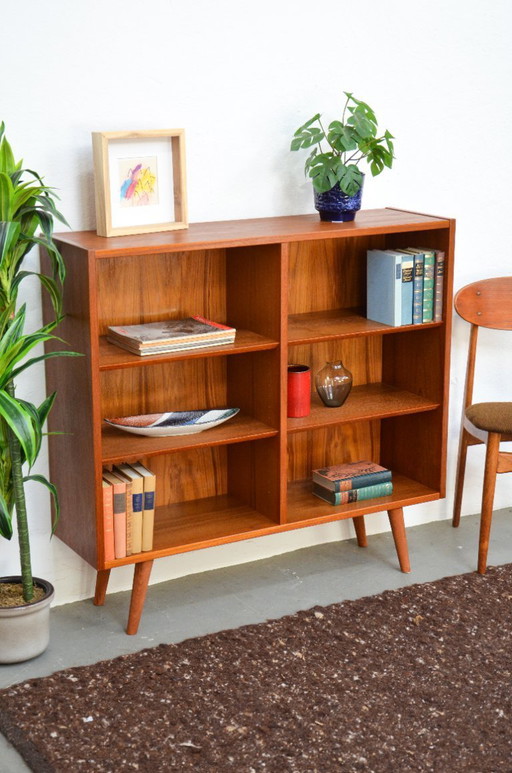 Vintage teak bookshelf, Danish sideboard, mid-century style