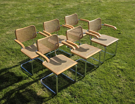 Six Cesca 64 chairs. Made in Italy. Webbing