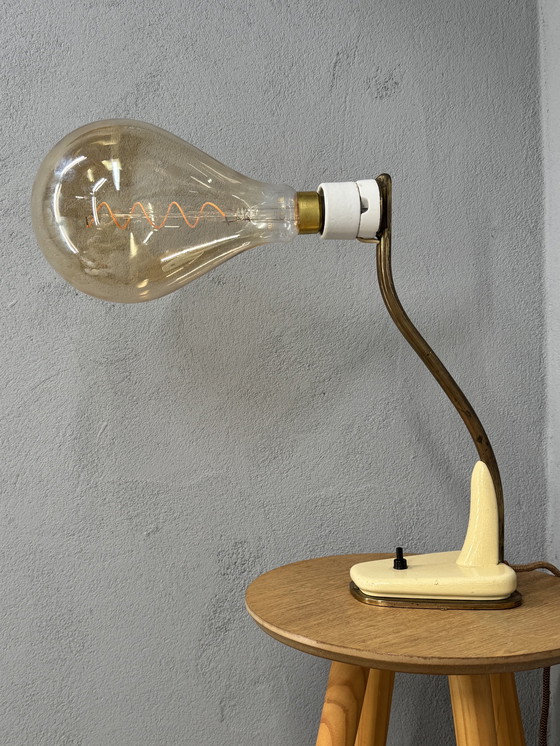 Image 1 of Vintage tafellamp met messing arm