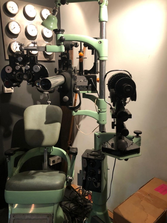 Poltrona da optometrista vintage Bausch & Lomb del 1930 – bausch & Lomb Newyork, Sedie girevoli, Metal (photo 5 of 5)