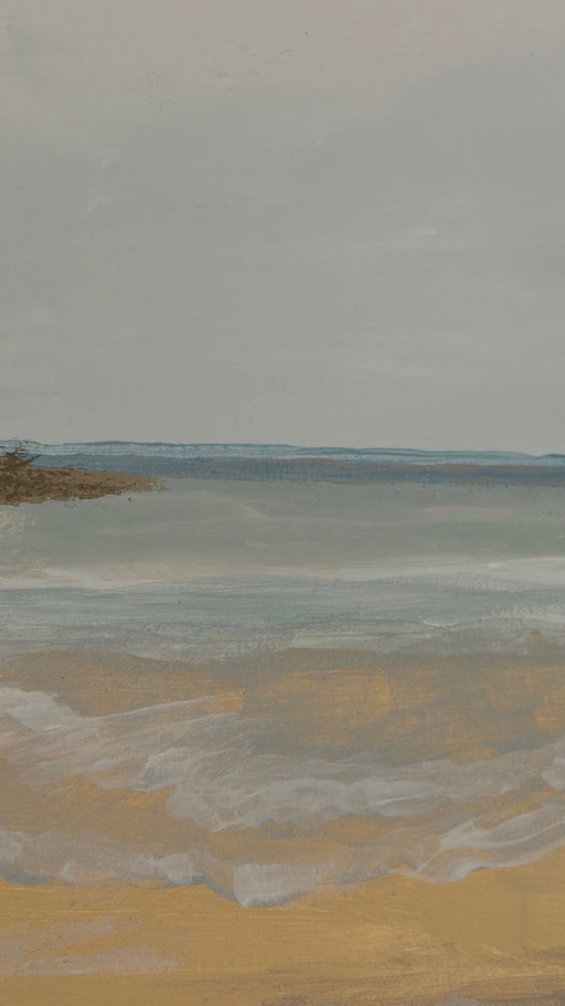 Impressionistic panoramic seascape from Normandy – Arromanches – 100 x 30 cm