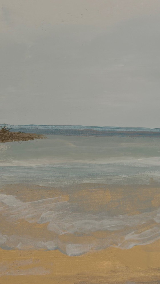 Image 1 of Impressionistic panoramic seascape from Normandy – Arromanches – 100 x 30 cm