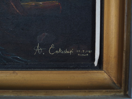 Image 1 of Peinture "The Angler's Return", design danois, années 1980, par A. Enkeshafi