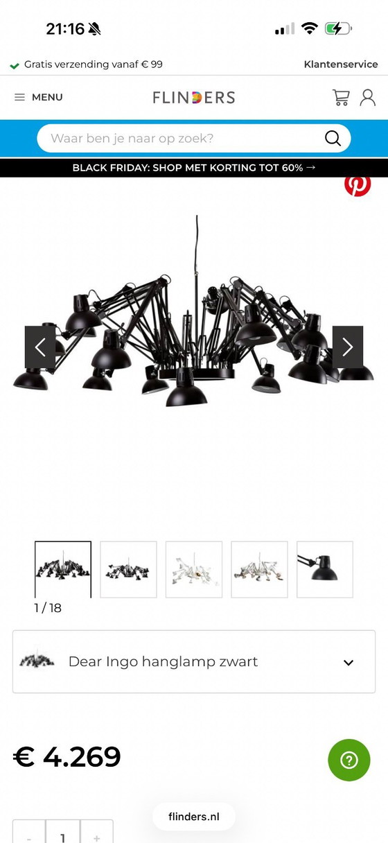 Image 1 of Estimada lámpara colgante Ingo negra de Moooi.