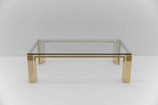 Vierkante gouden salontafel, jaren 70