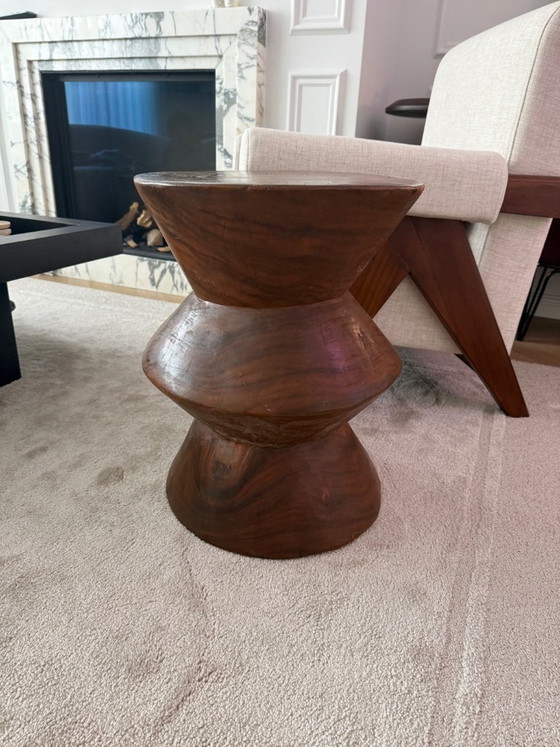 Table d'appoint en bois à motif zigzag – Tables d'appoint, Wood (photo 4 of 6)