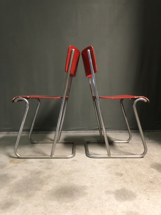 Image 1 of Set Of 2 Rare Dutch Tubular Chairs 1930'S