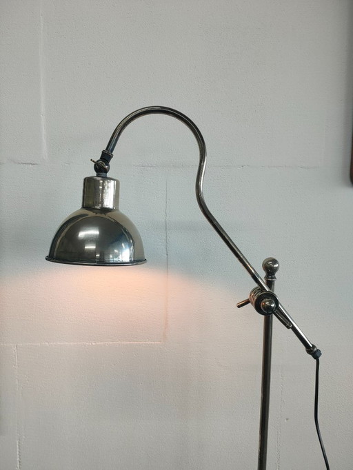 Lampadaire rétro en métal chromé Verona (aspect antique/argenté)