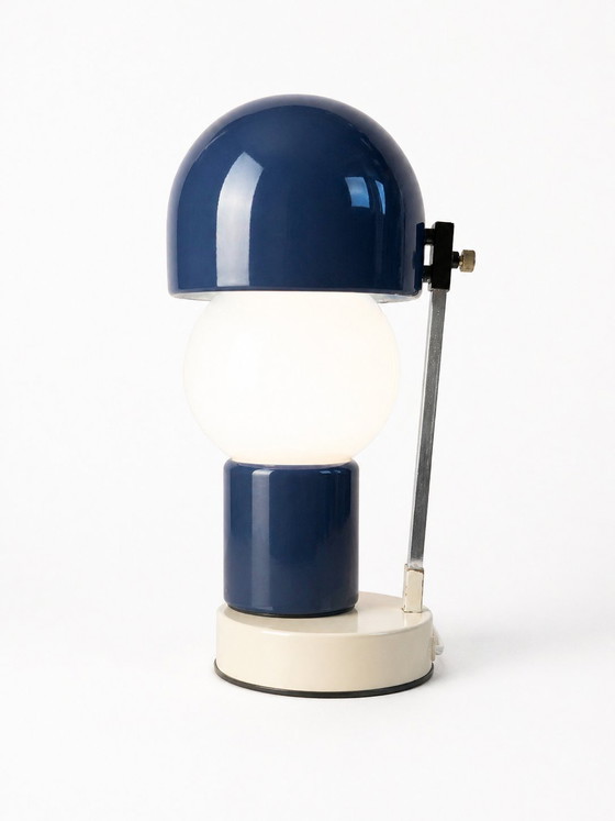 Image 1 of Mid-Century Italian G.C.M.E. Table Lamp - Blue & Chrome Space Age - 1960s