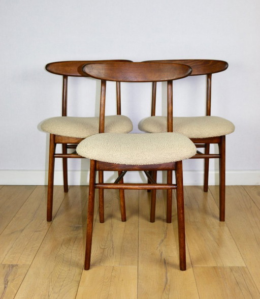 Hałas vintage chairs beige boucle - set of 3