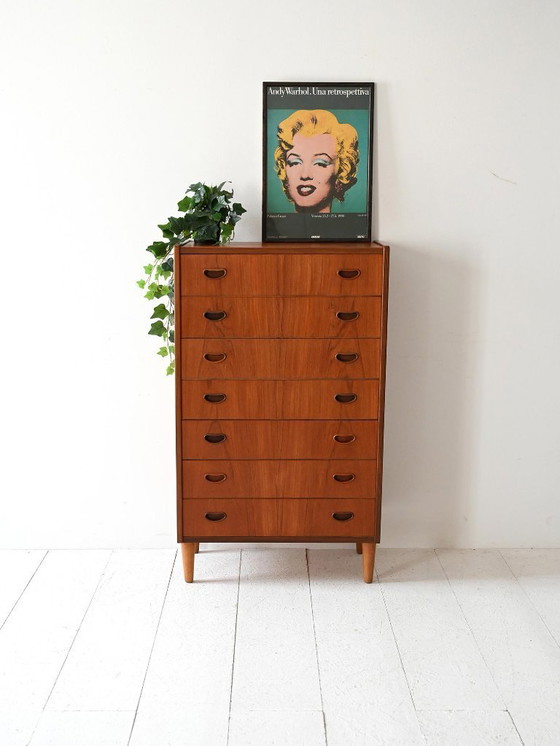 Image 1 of Cómoda escandinava de teca Tallboy de los años 50