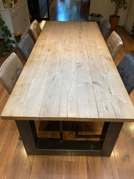 Image 1 of Dining Set: Solid Oak Table (240x100) + 6 FREE Chairs