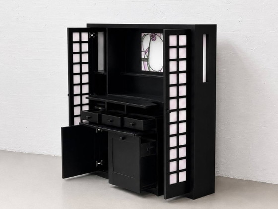 Remodeled sideboard by Charles Rennie Mackintosh, 1970s, for the Bern Casino – Glass, Wood (photo 2 of 18)