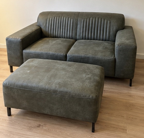 Conjunto de Sofás de Cuero: 3 Plazas, 2 Plazas y Otomana – Zona de estar, Leather (photo 4 of 7)