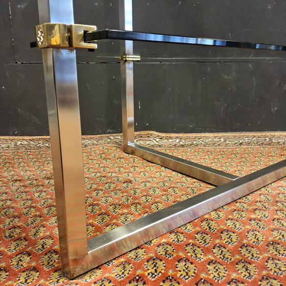 Image 1 of Vintage 80s Design Glass/Steel Display Cabinet by Peter Ghyczy (Dutch Design) Glass Wall Shelves