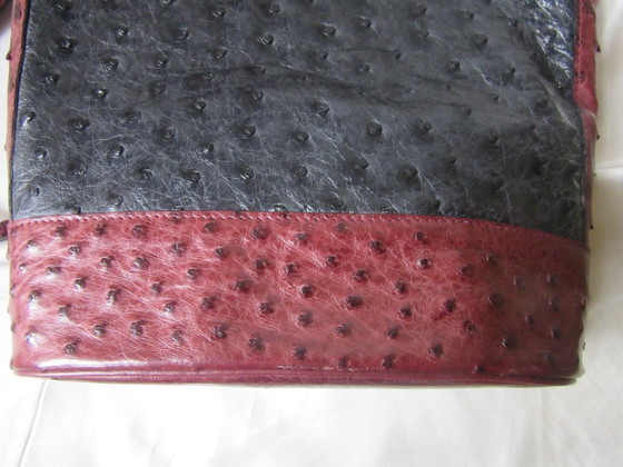Image 1 of Guy Laroche Paris schoudertas, crossover tas, emmermodel, struisvogel leer, vintage