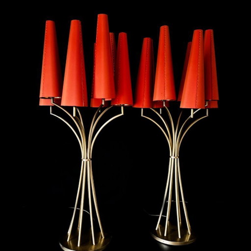 Een paar zeer grote kandelaarlampen, 118 cm