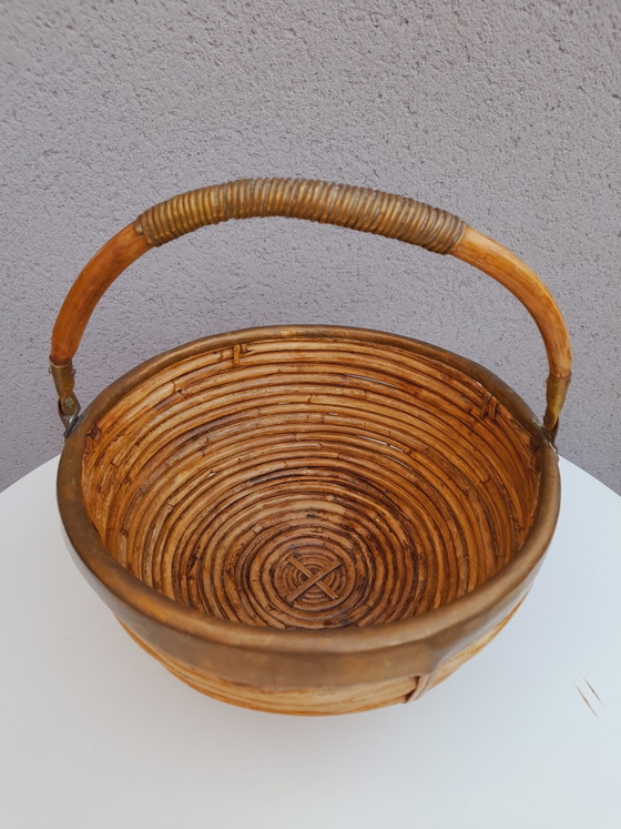 Cesto in rattan e ottone, 1970 – Oggetti decorativi, Brass (photo 12 of 12)