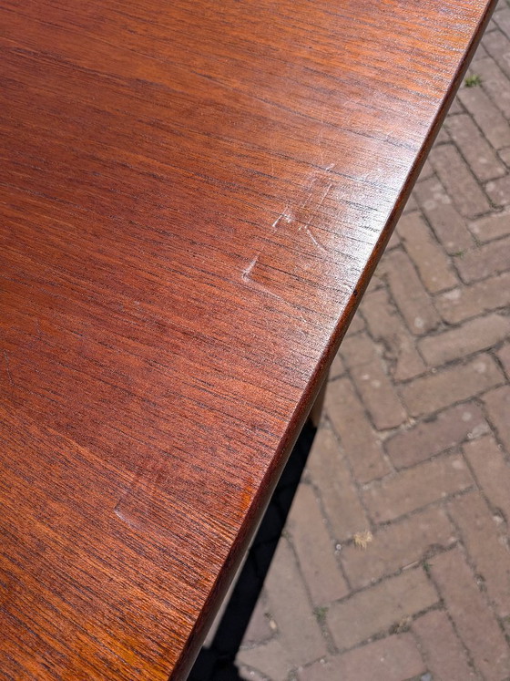 Image 1 of Zeldzame Deens Design 'Longette' Eetkamersuite van Hans Olsen voor Frem Røjle – 6 Nestbare Stoelen