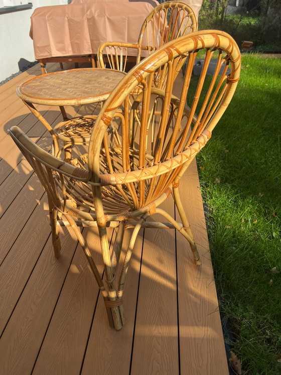 Set da giardino vintage Rohé in rattan anni '60 Boho – 3 pezzi (photo 4 of 13)