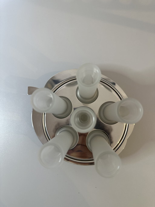  Set da liquore vintage MORINOX anni 70 80 acciaio 18/10 e vetro acidato (6 pezzi)
