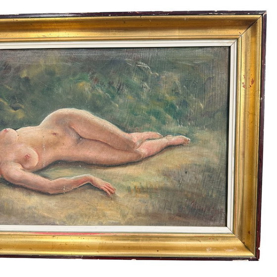 Image 1 of Antikes Ölgemälde einer liegenden weiblichen Aktfigur