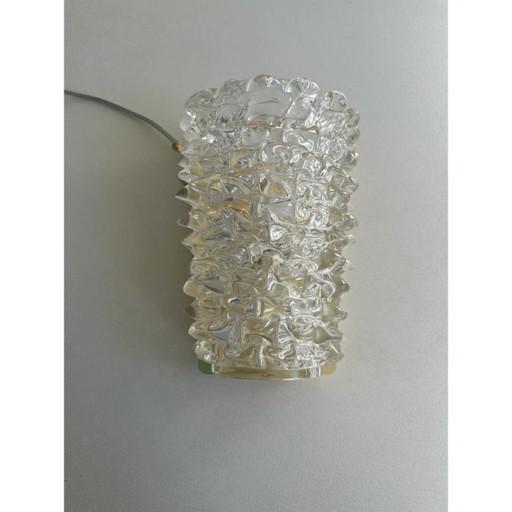 A Pair Barovier Style Art Deco Rostrato Clear Italian Murano Glass Wall Sconces