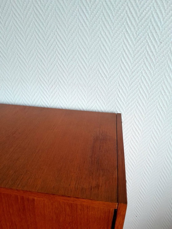 Image 1 of Mid-century vintage cherry wood shoe cabinet