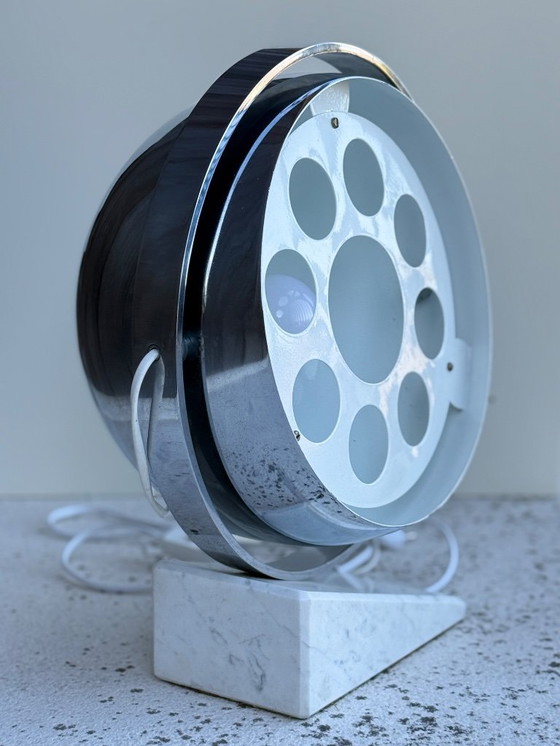 Image 1 of Vintage Space Age table lamp with marble base and swivel chrome metal shade