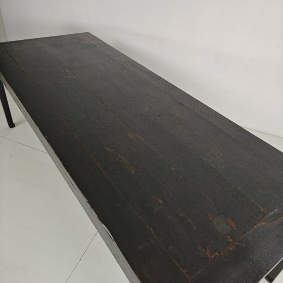 Image 1 of Tavolo da pranzo cinese Qing nero 230 cm – XVIII secolo, lacca originale