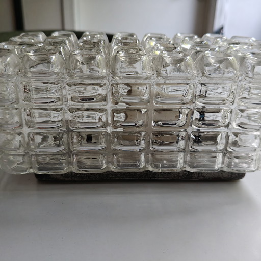 Vintage brutalist ice glass lamp – Erco - Germany, 1970s