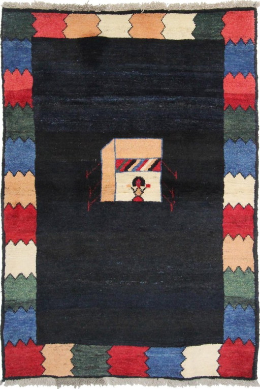 Original Persian carpet Gabbeh Ghashghai oriental carpet 152 cm x 105 cm old natural