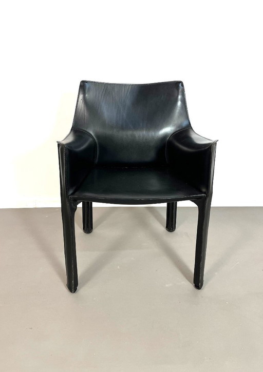 Black leather CAB 413 armchair by Mario Bellini for Cassina, 1980s.