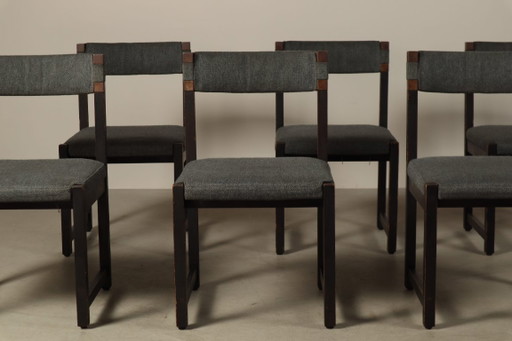 Set of six dining chairs designed by Jean Batenburg for MI, Belgium, circa 1969 – eetkamerstoelen, Textile (photo 2 of 15)