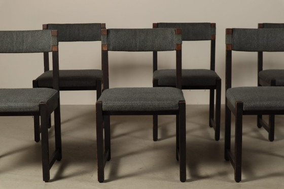 Set von sechs Esszimmerstühlen, entworfen von Jean Batenburg für MI, Belgien, circa 1969 – Textile (photo 2 of 15)