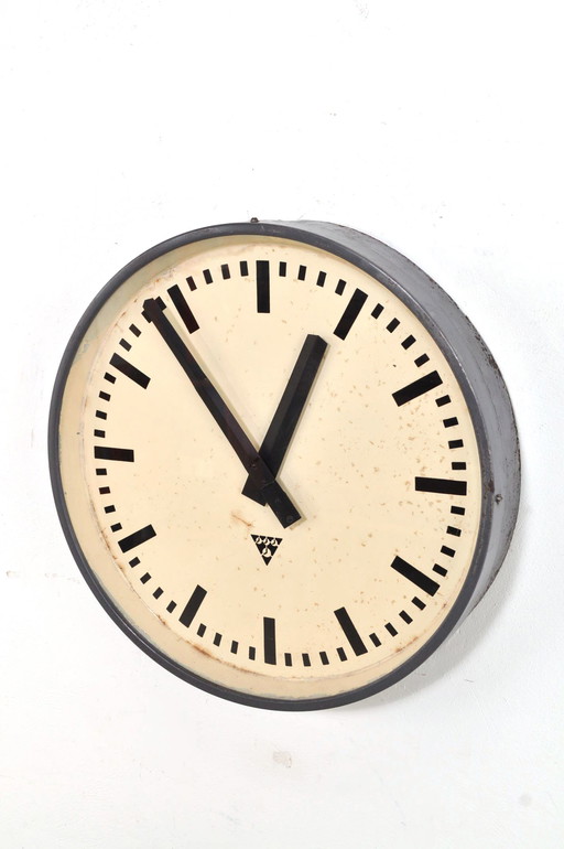 Vintage Industrial Wall Clock 44 cm Pragotron 1960s