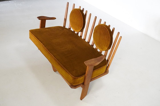 Image 1 of Divano a due posti in quercia di Guillerme et Chambron per Votre Maison, Francia anni &#39;50