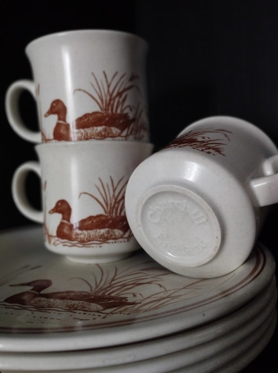 5 kleine vintage aardewerken bordjes en mokken met CHURCHILL eendjes. – Servies, Ceramic (photo 16 of 17)