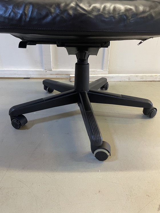 Image 1 of Black Leather Office Chair Model "Qualis" by Emilio Ambasz for Tecno, 1991