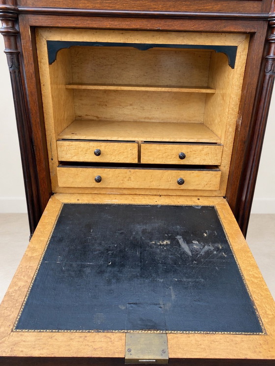 Secretaire con ribalta Napoleone III del XIX secolo in noce e acero, Cassettiere, Legno, Marrone (foto 6 di 11)