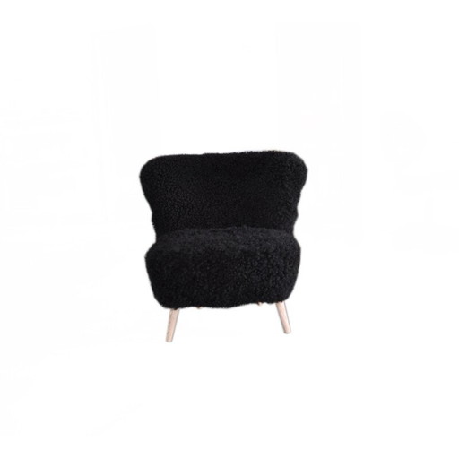 Chaise Cocktail Club vintage en peau de mouton, 1960