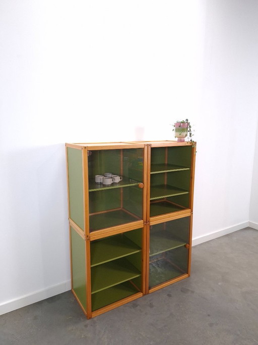 Design Flötotto Profilsystem Mobile modulare – 4 parti – Faggio verde, Mobile 2 – wandkast, Plastic, Wood