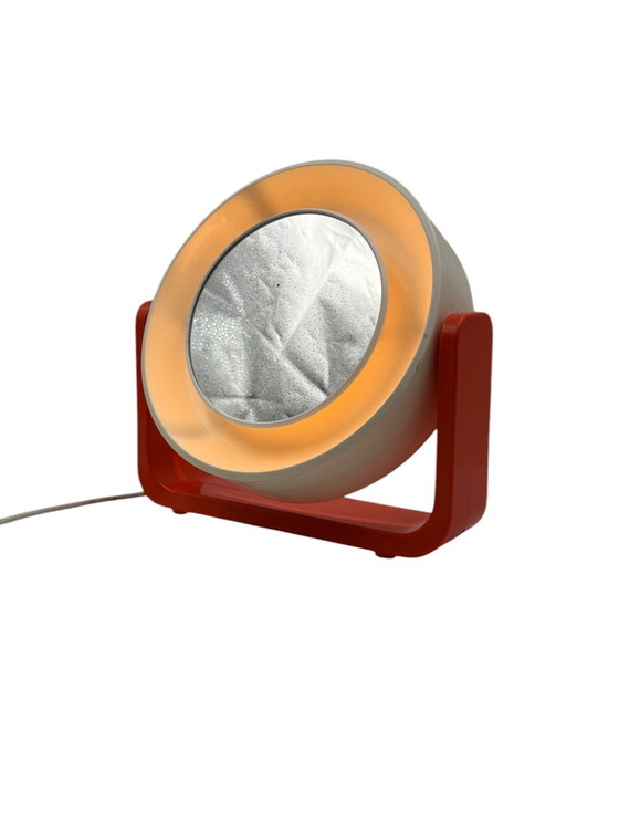 Image 1 of Space Age Orange Illuminated Table Mirror Mod. W93, Allibert, West Germany 1960s
