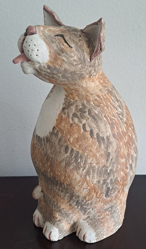 Image 1 of Scultura di gatto in ceramica, realizzata a mano.