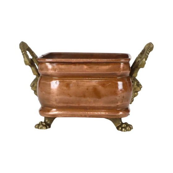 Fioriera antica in rame con piedini a zampa di leone e teste di leone, XIX secolo. – Vasi per piante, Copper (photo 6 of 14)