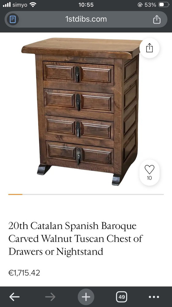 Image 1 of Baroq kastje met lade massief hout