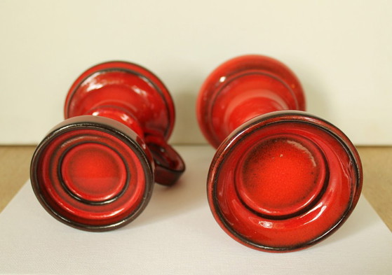 Set di candelabri vintage Goebel modello 'PAN', in ceramica rossa, anni '70. – Goebel - PAN, Portacandele (photo 13 of 14)