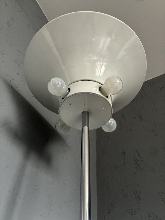 Lampada da terra Staff Leuchten Mid-Century con paralume grande, anni '70, Lampade da terra, Metallo, Bianco (foto 7 di 8)